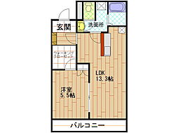 シャルムチャンテ 1LDKの間取図画像