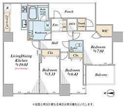 ワールドシティタワーズアクアタワーA1棟 3LDKの間取図画像