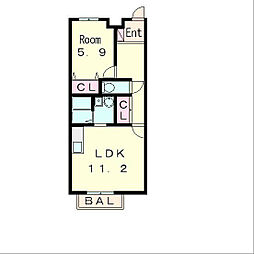 Casaforesta 2階1LDKの間取り