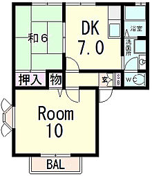JR東海道・山陽本線 近江八幡駅 徒歩11分の賃貸アパート 2階2DKの間取り