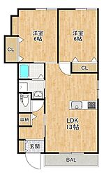 ピッコロ・マスダ 2LDKの間取図画像