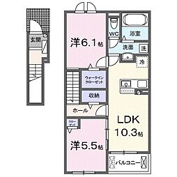 ディアコート秀明IV 2LDKの間取図画像