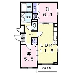 ウエストレイク 2LDKの間取図画像