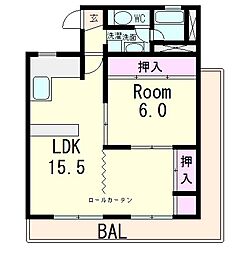 八日市ハイツ 2LDKの間取図画像