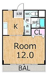 敷島第4マンション 1DKの間取図画像