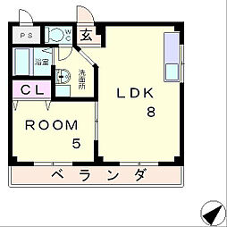 敷島第4マンション 1LDKの間取図画像