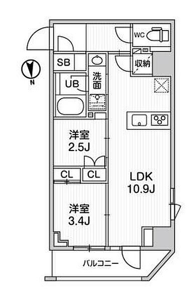 nido SHIN-OKACHIMACHI 704｜東京都台東区小島2丁目(賃貸マンション2LDK・7階・41.56㎡)の写真 その2