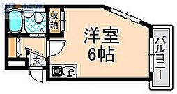 ヒルズ野間 2階ワンルームの間取り