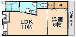 丸永マンション 1LDKの間取図画像