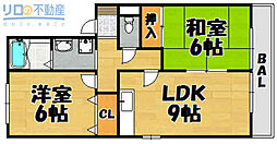 サンハイム 2LDKの間取図画像