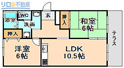 ヴェール伊丹A棟 2LDKの間取図画像