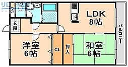マーサ南野 2DKの間取図画像