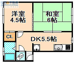 リベルタス伊丹郷町 2DKの間取図画像
