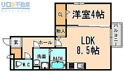 フロントリバー 1LDKの間取図画像