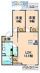 ロイヤルクラウン 2LDKの間取図画像