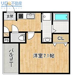 川西市小花1丁目アパート 1Kの間取図画像