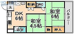 ヴィラ東伊丹 2DKの間取図画像