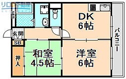 中島マンション 2DKの間取図画像