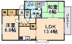 メゾンクレールA棟 2LDKの間取図画像