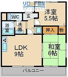 メゾンちぐさ 2LDKの間取図画像
