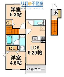 エスメゾン(S-MAISON) 2LDKの間取図画像