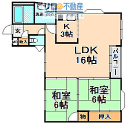 グローバル伊丹 2LDKの間取図画像