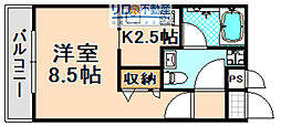 エルスタンザ伊丹 1Kの間取図画像