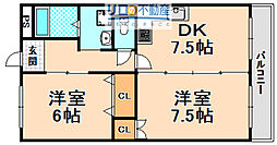 ハイツユニゾン 2DKの間取図画像