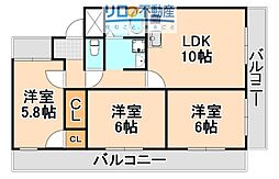 アビタ・コア1棟 3LDKの間取図画像