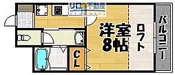 ハッピーハウス川西 1Kの間取図画像