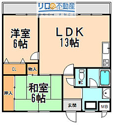 ハイツ寺本 2LDKの間取図画像
