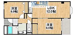 アウフヘーベン東宝塚 2LDKの間取図画像