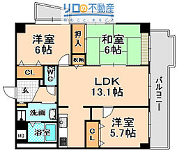 アプローズコート 3LDKの間取図画像