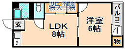 西伊丹マンション 1LDKの間取図画像