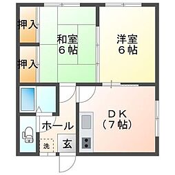 コーポFuji 2DKの間取図画像