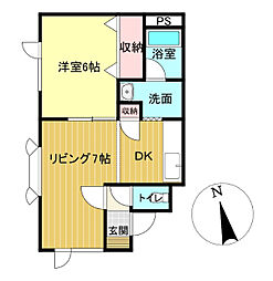 ドリームパート2 1DKの間取図画像