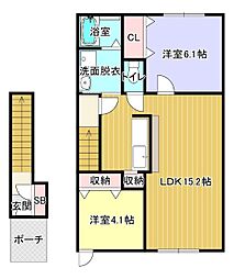 シエロガーデン 2LDKの間取図画像