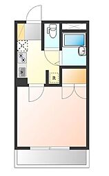 グランデッサ代沢 2階1Kの間取り