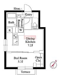 アバンティア初台 1DKの間取図画像
