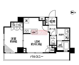 プレール・ドゥーク世田谷代田 1LDKの間取図画像