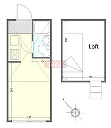 下北沢フラットB棟 ワンルームの間取図画像