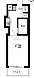 スカイコート若林 ワンルームの間取図画像