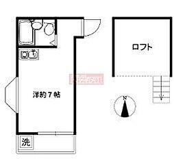 プリンセスコート代沢 ワンルームの間取図画像