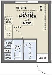 ココフラット笹塚3 ワンルームの間取図画像