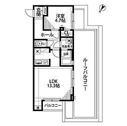 プレール・ドゥーク渋谷幡ヶ谷2 1LDKの間取図画像