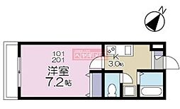 カーサコリーナ 1Kの間取図画像