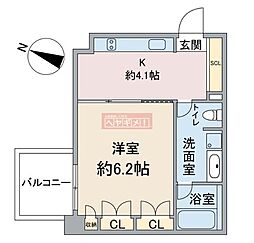 ユニーブル世田谷明大前 1Kの間取図画像