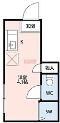 サークルハウス東松原 ワンルームの間取図画像