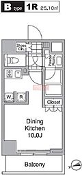 レジディア目黒4 ワンルームの間取図画像