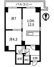 シティコート目黒4号棟 2LDKの間取図画像